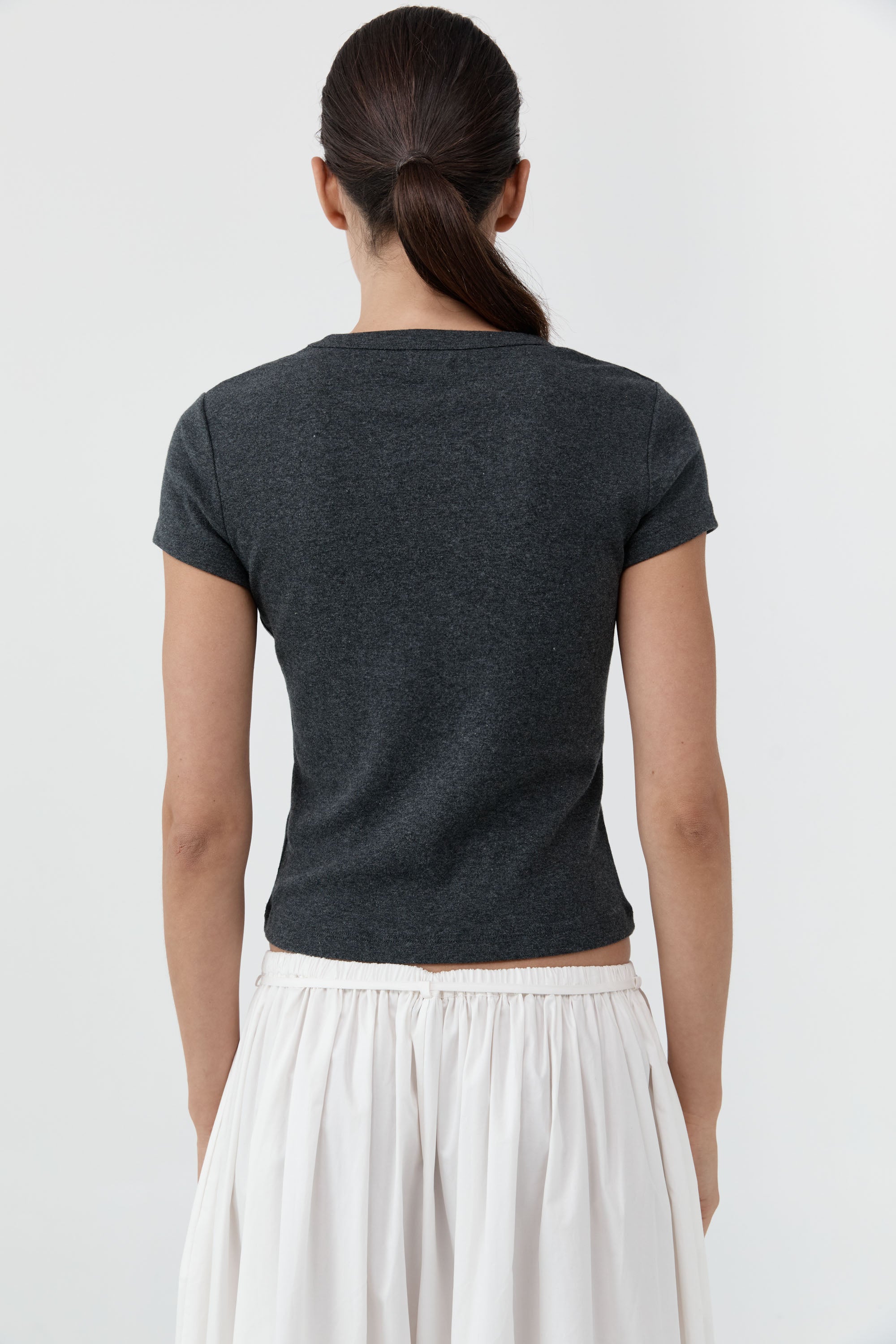 St. Agni Organic Cotton Baby Tee in Charcoal Melange – back view | Peggy Concept Store
