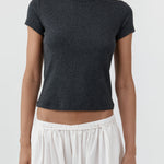 St. Agni Organic Cotton Baby Tee in Charcoal Melange – detail view | Peggy Concept Store