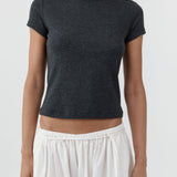 St. Agni Organic Cotton Baby Tee in Charcoal Melange – detail view | Peggy Concept Store