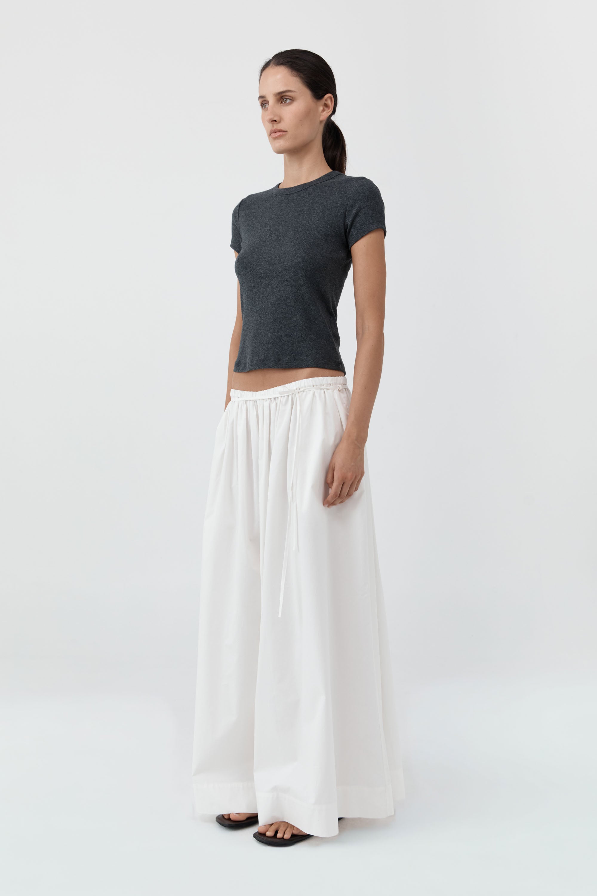 St. Agni Organic Cotton Baby Tee in Charcoal Melange – side view | Peggy Concept Store