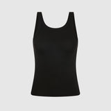 St. Agni Organic Cotton Racer Singlet in Jet Black – flat lay product shot | Peggy Concept Store