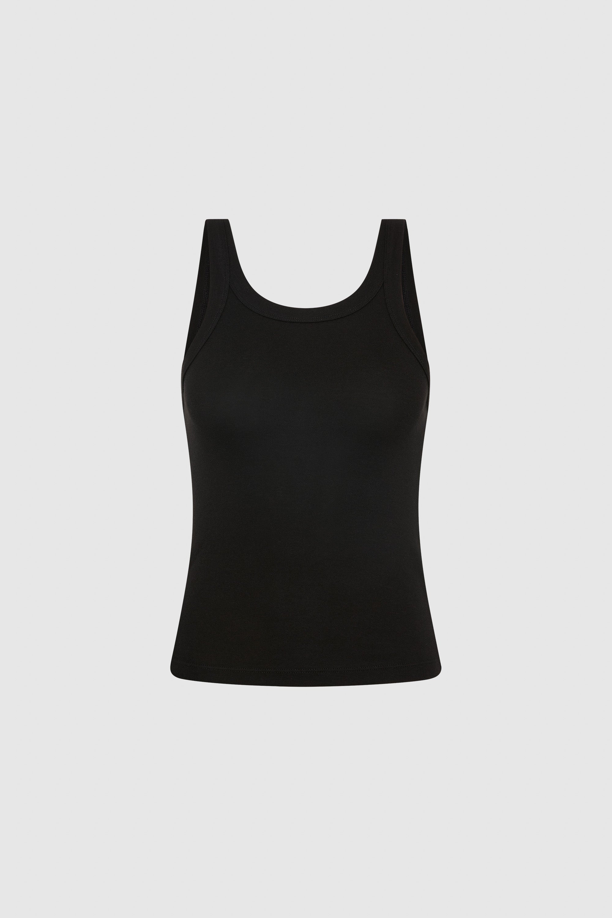 St. Agni Organic Cotton Racer Singlet in Jet Black – flat lay product shot | Peggy Concept Store