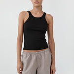 St. Agni Organic Cotton Racer Singlet in Jet Black – front view | Peggy Concept Store