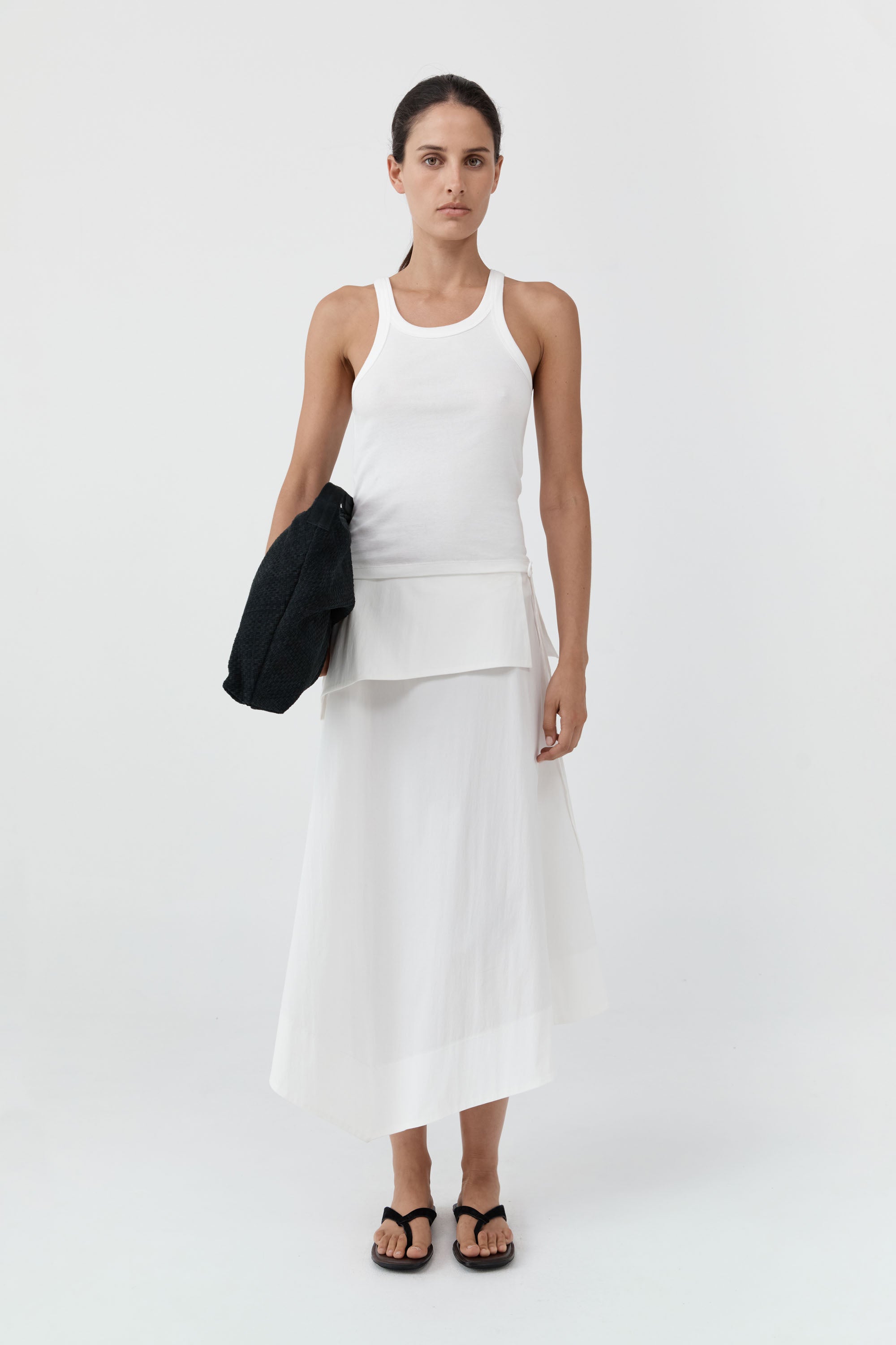 St. Agni Organic Cotton Racer Singlet in White – detail view | Peggy Concept Store