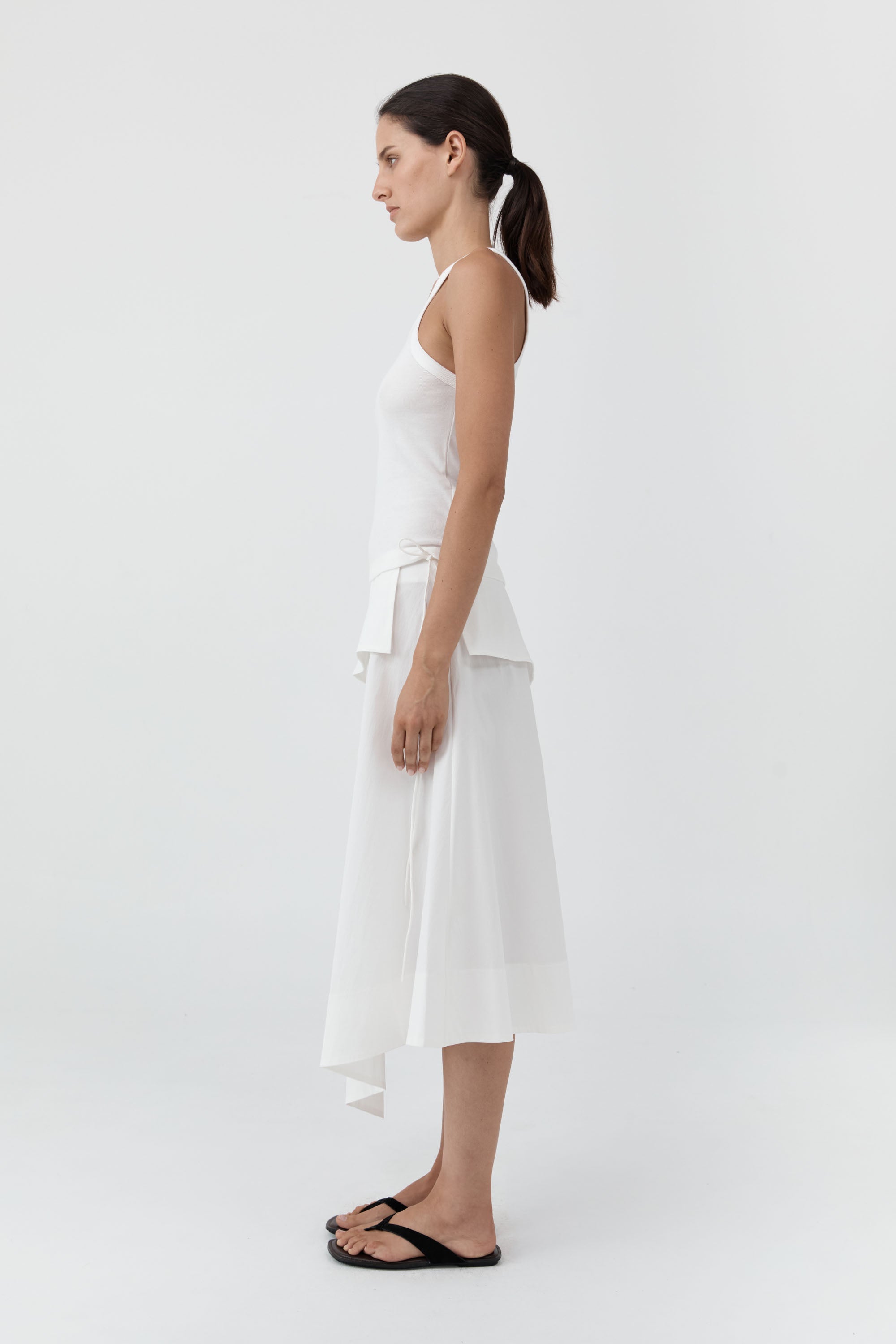 St. Agni Organic Cotton Racer Singlet in White – side view | Peggy Concept Store