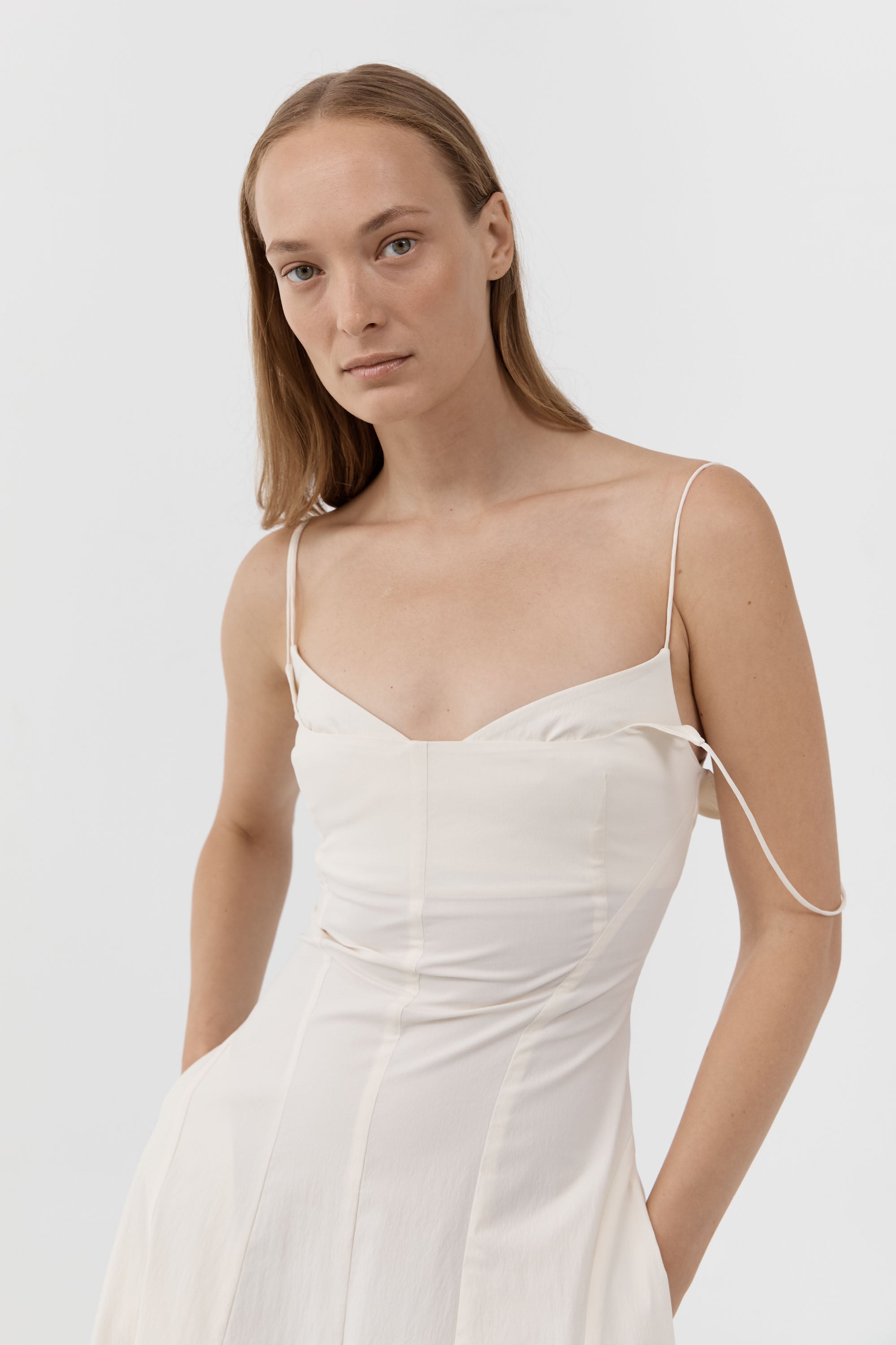 St. Agni Panelled Bustier Dress Talco