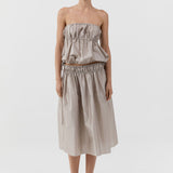 St. Agni Paper Taffeta Drawstring Skirt Fog