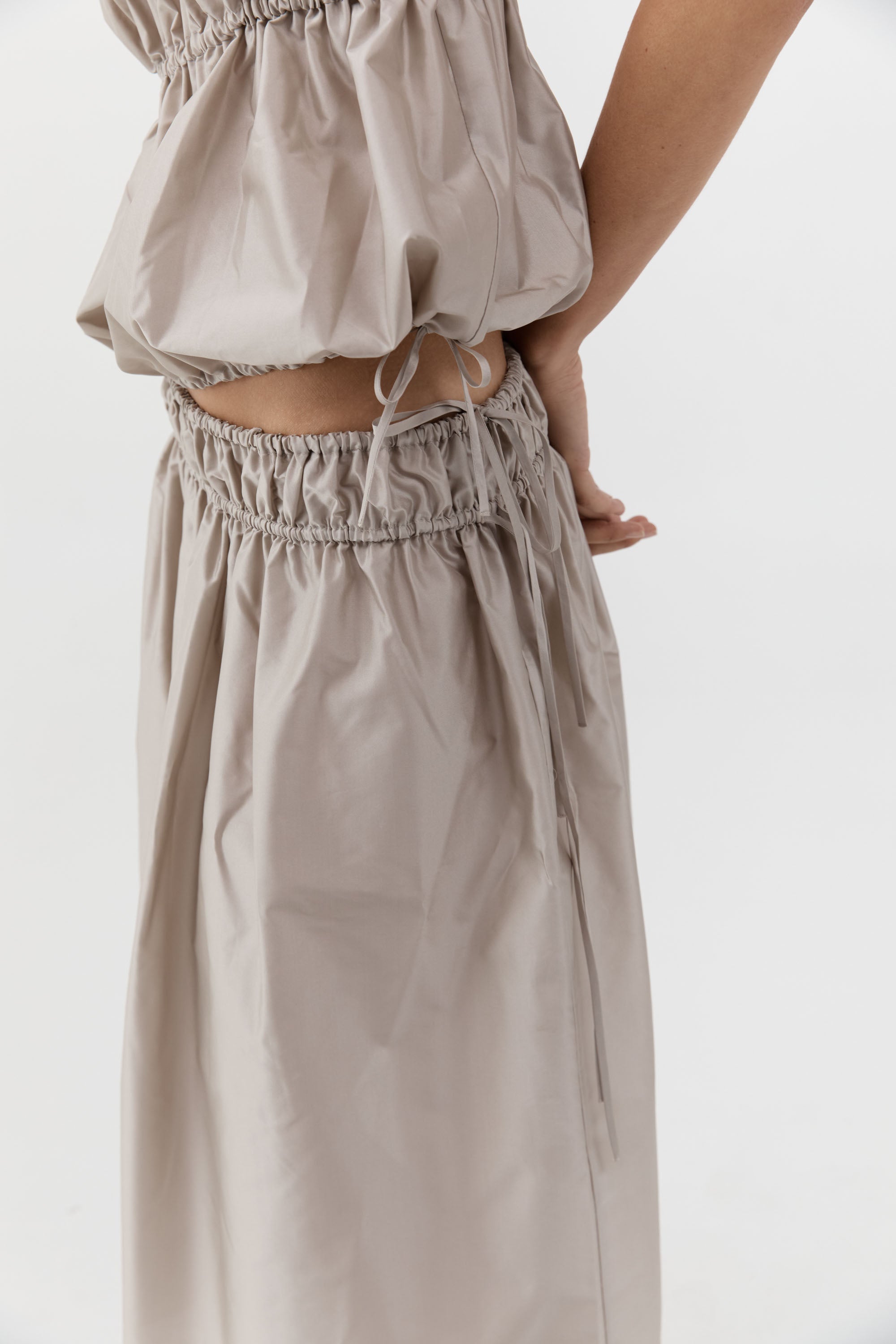 St. Agni Paper Taffeta Drawstring Skirt Fog
