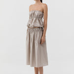 St. Agni Paper Taffeta Drawstring Skirt Fog