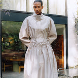 St. Agni Paper Taffeta Drawstring Skirt Fog