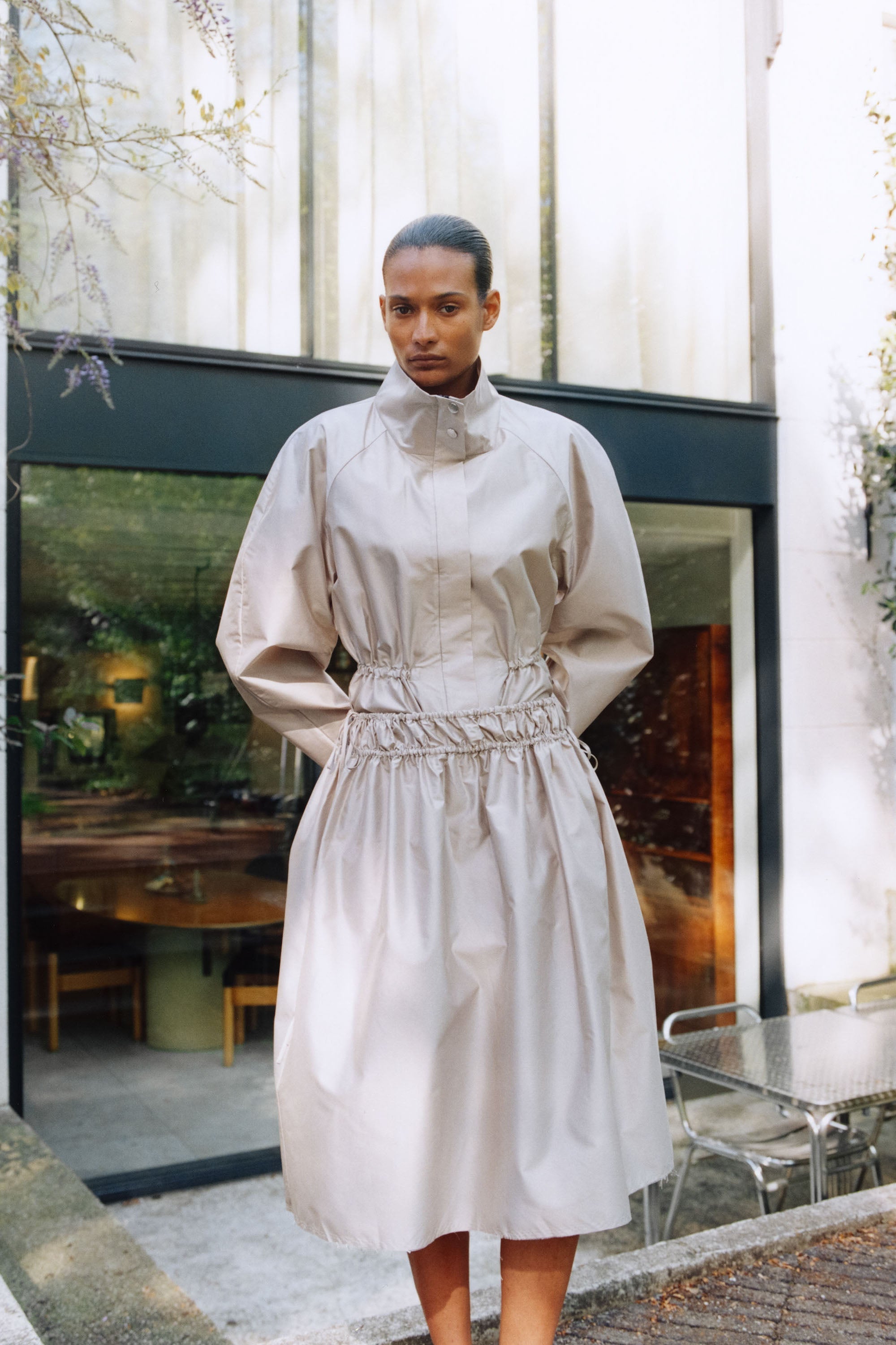 St. Agni Paper Taffeta Drawstring Skirt Fog