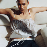 St. Agni Paper Taffeta Strapless Drawstring Top Fog