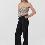 St. Agni Paper Taffeta Strapless Drawstring Top Fog