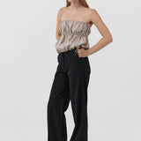 St. Agni Paper Taffeta Strapless Drawstring Top Fog