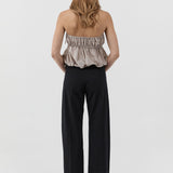 St. Agni Paper Taffeta Strapless Drawstring Top Fog