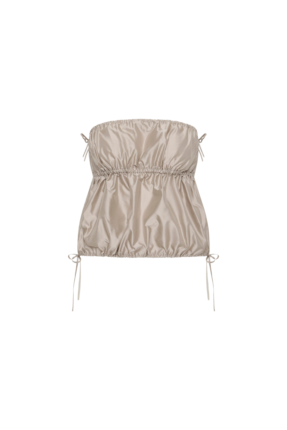 St. Agni Paper Taffeta Strapless Drawstring Top Fog