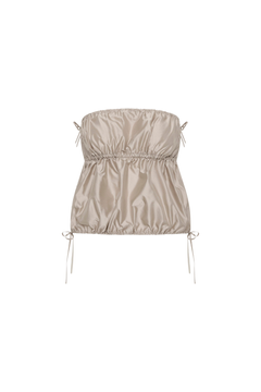 St. Agni Paper Taffeta Strapless Drawstring Top Fog