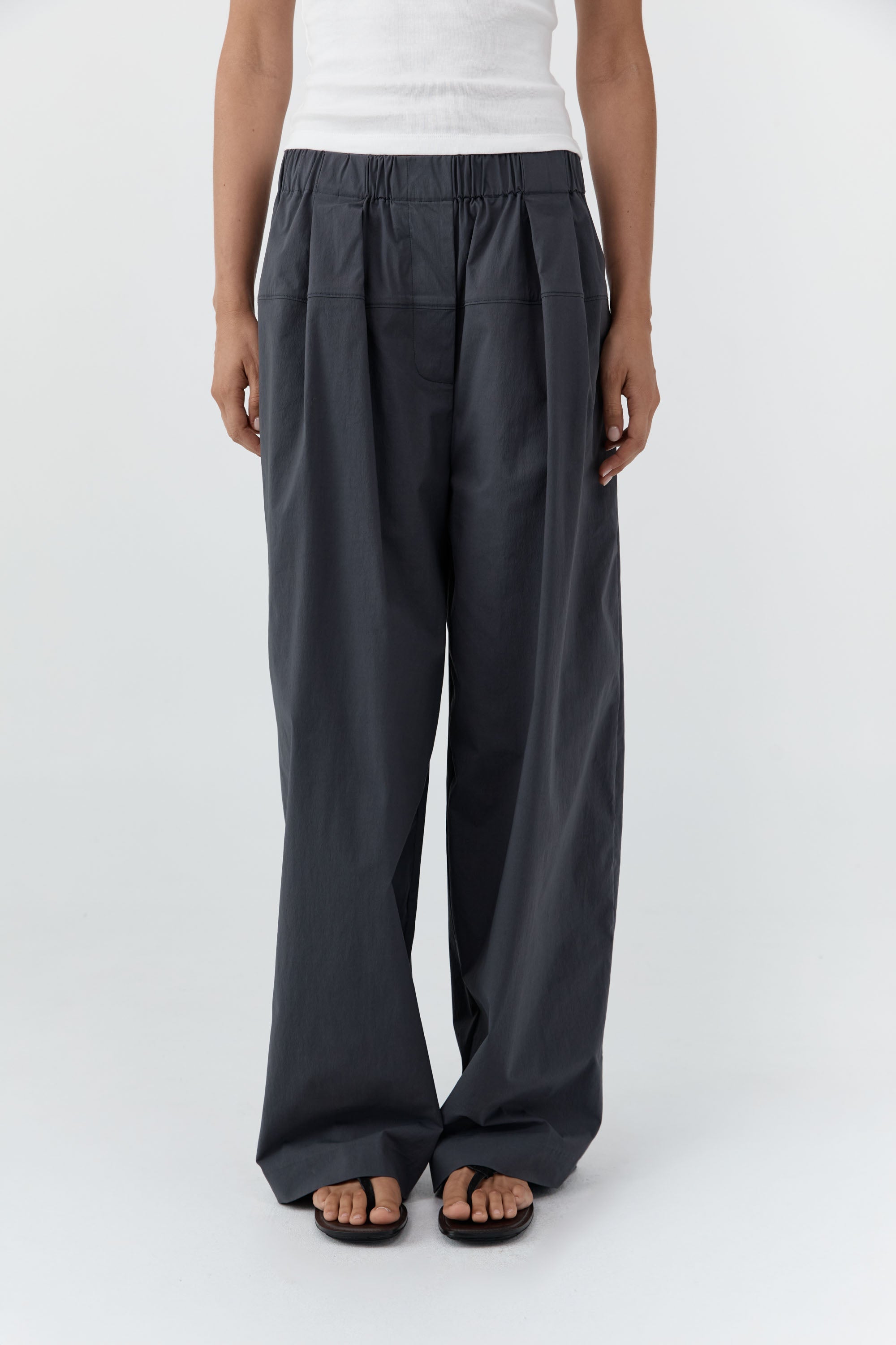 St Agni Relaxed Pleat Pants Iron Glaze