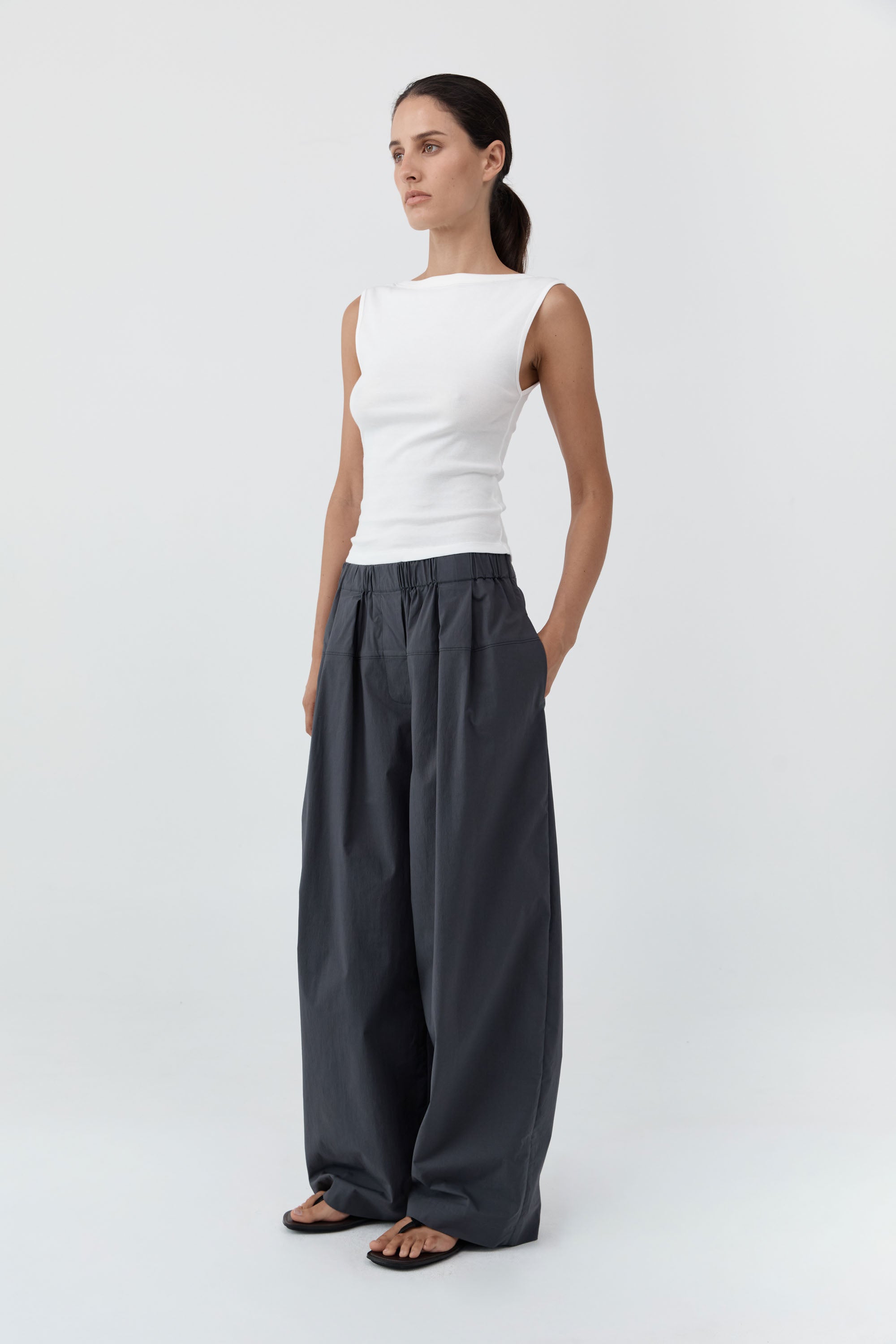 St Agni Relaxed Pleat Pants Iron Glaze