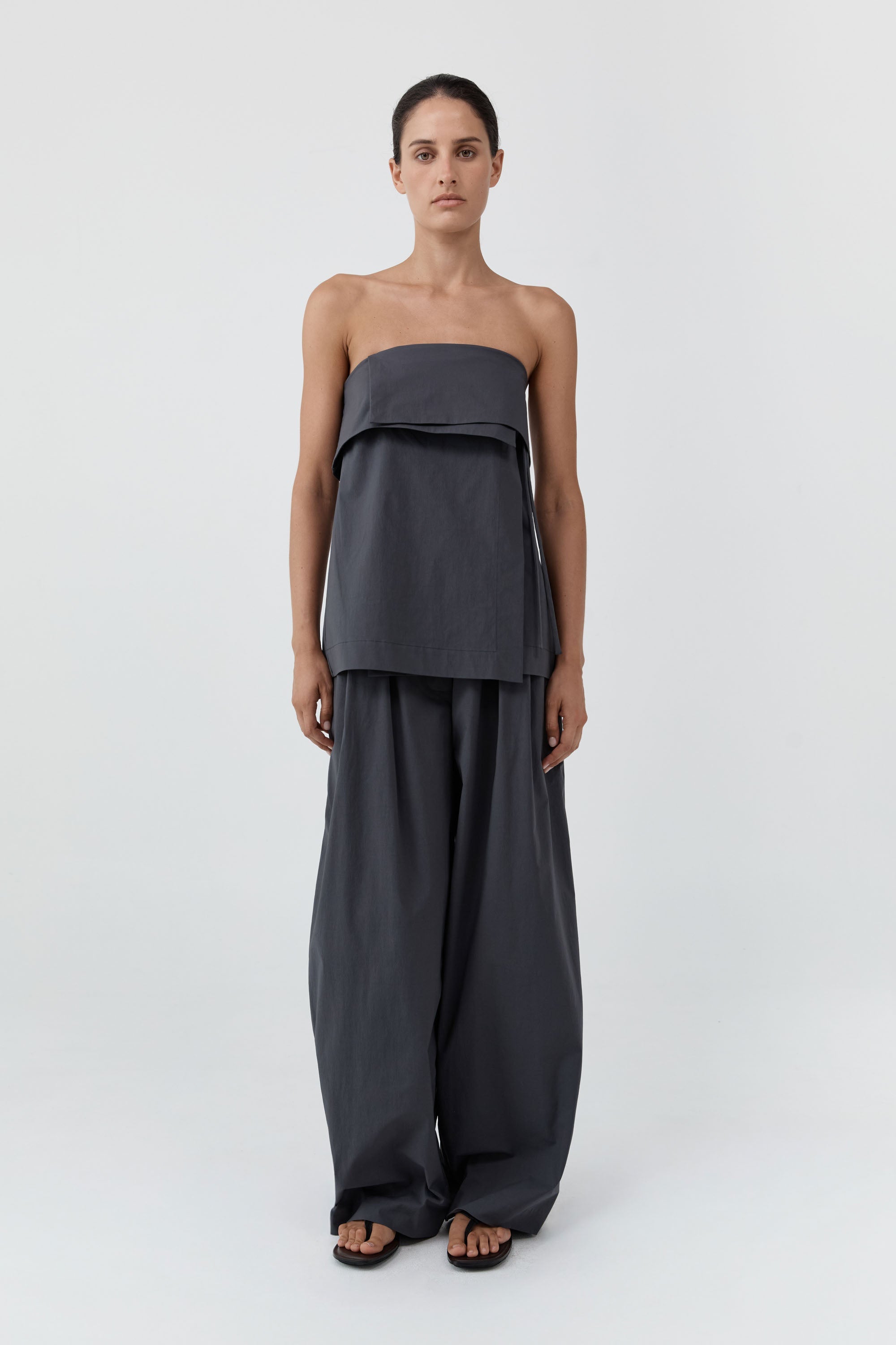 St Agni Relaxed Pleat Pants Iron Glaze