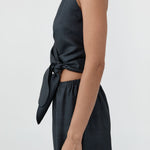 St Agni Silk Halter Wrap Top Washed Black