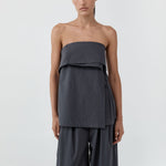 St Agni Strapless Wrap Top Iron Glaze
