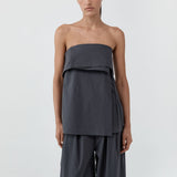 St Agni Strapless Wrap Top Iron Glaze