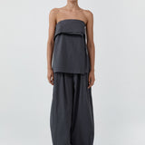 St Agni Strapless Wrap Top Iron Glaze