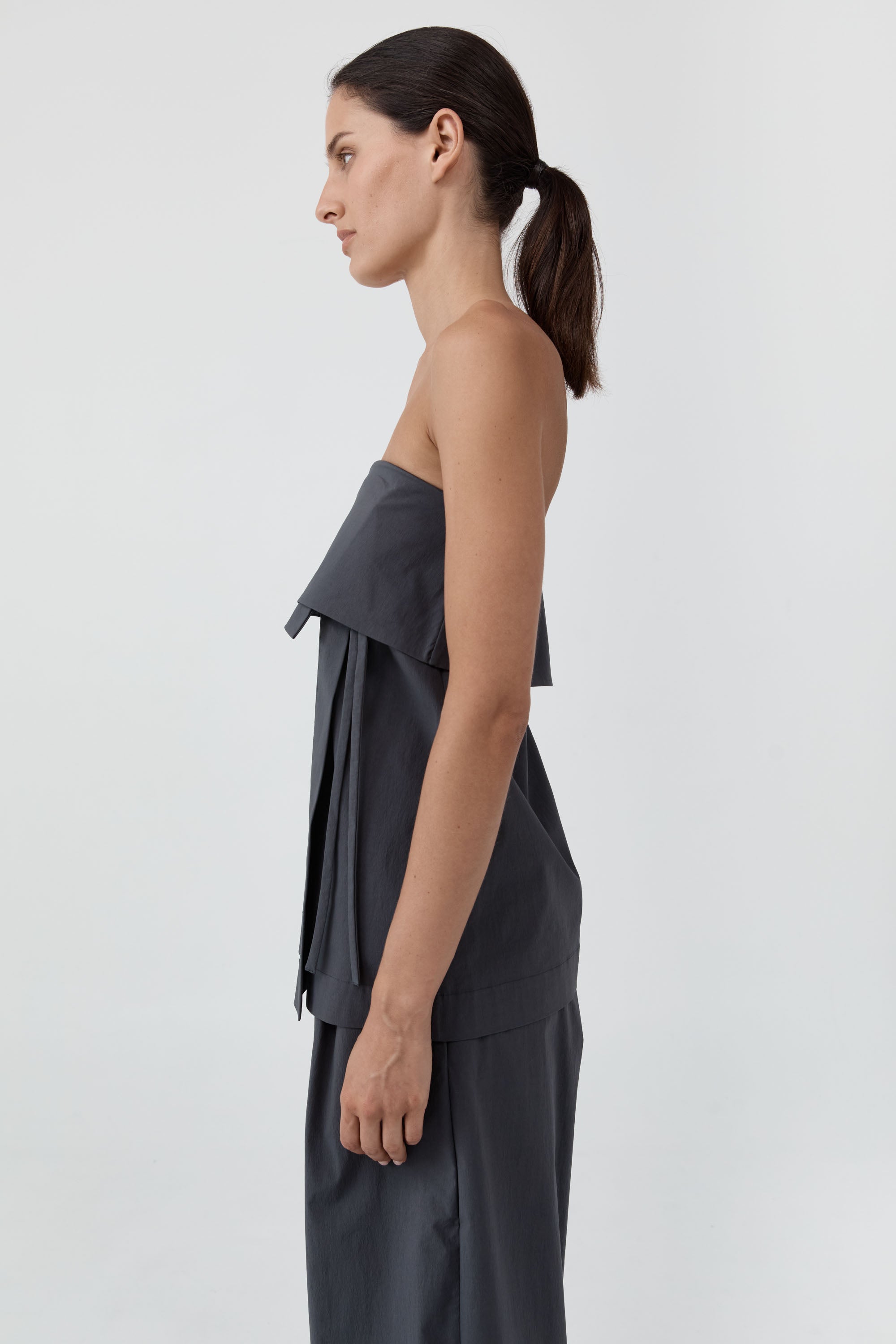St Agni Strapless Wrap Top Iron Glaze