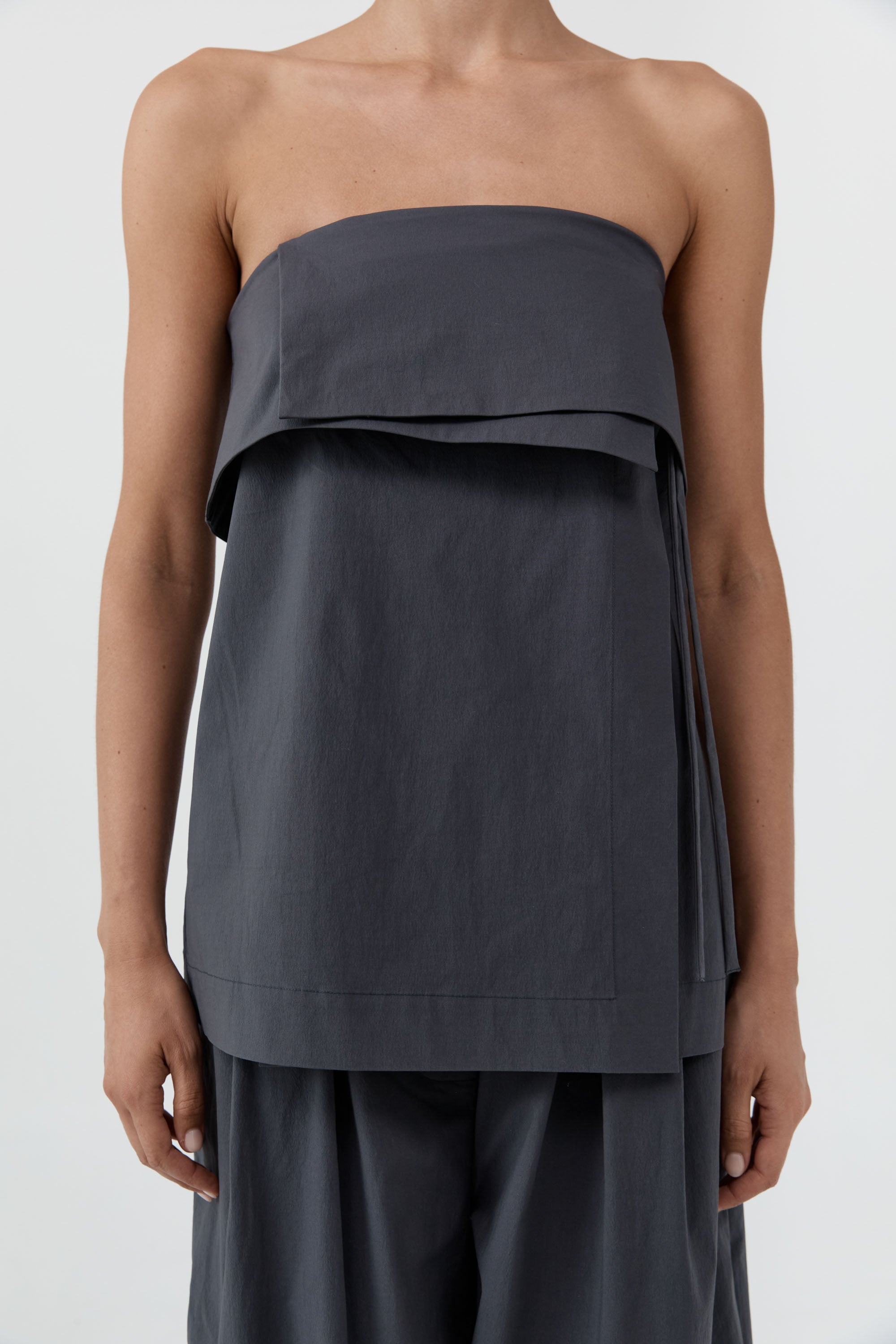 St Agni Strapless Wrap Top Iron Glaze