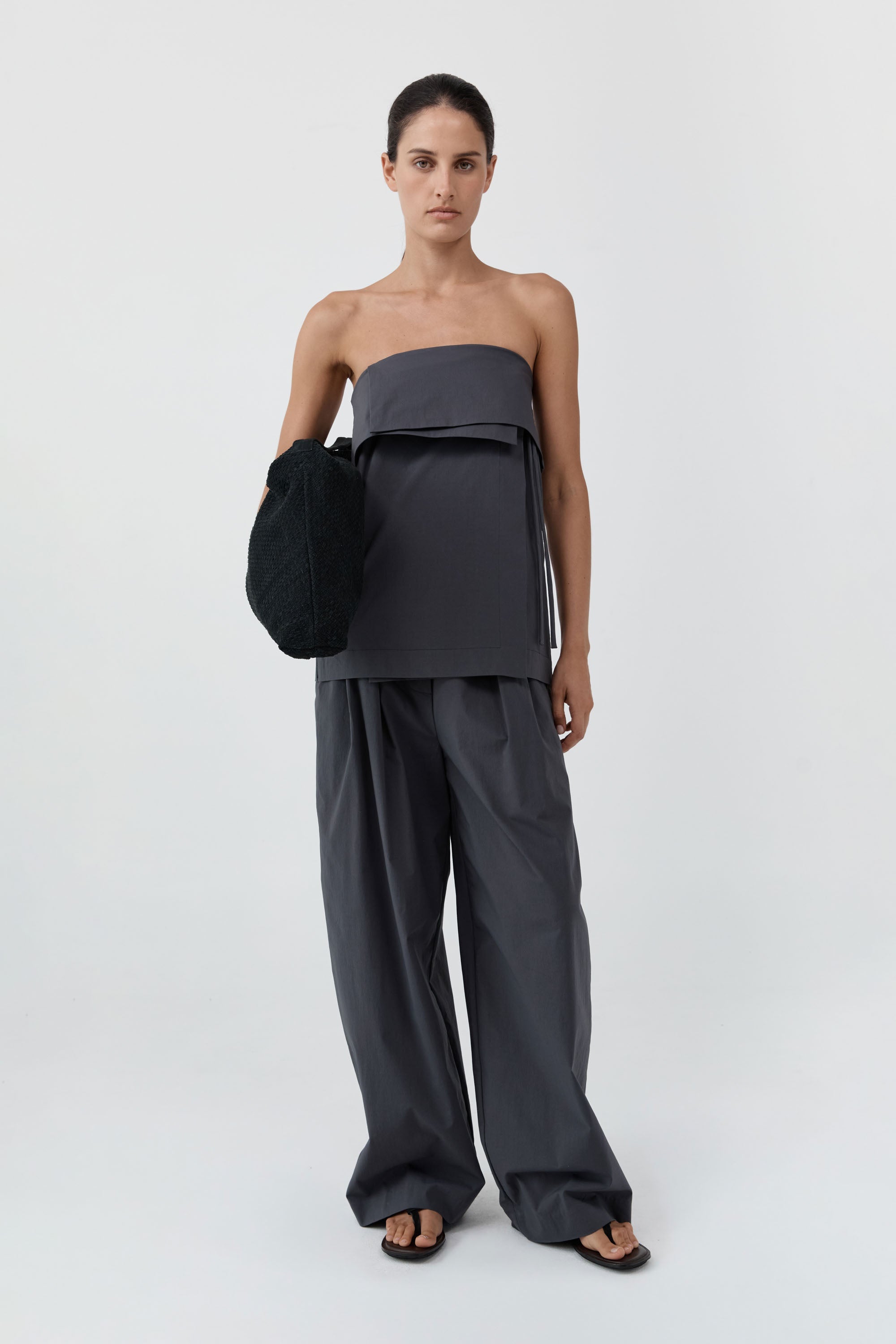 St Agni Strapless Wrap Top Iron Glaze