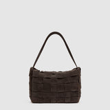 St Agni Suede Woven Envelope Mini Tote Coffee