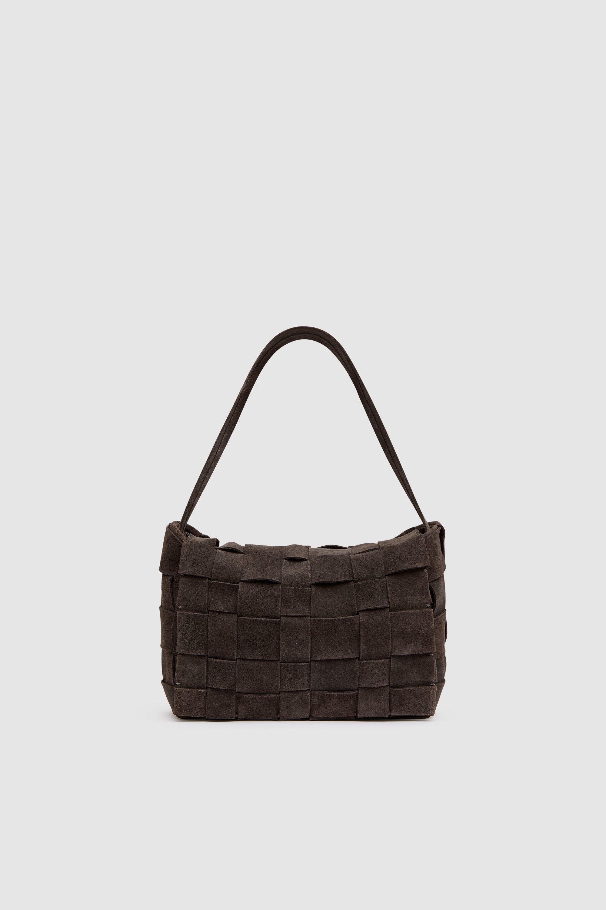 St Agni Suede Woven Envelope Mini Tote Coffee