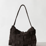 St Agni Suede Woven Envelope Mini Tote Coffee