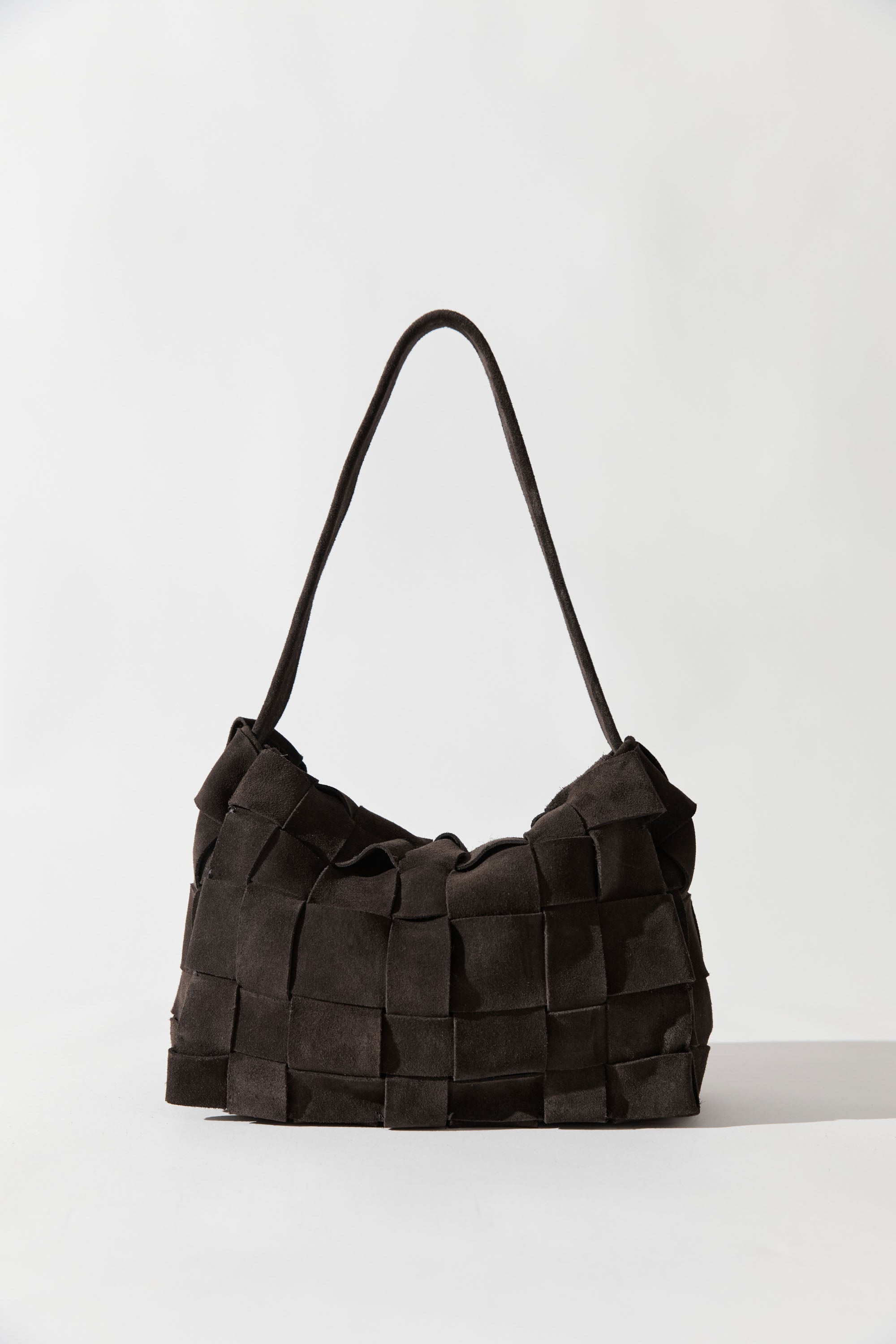 St Agni Suede Woven Envelope Mini Tote Coffee