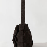St Agni Suede Woven Envelope Mini Tote Coffee