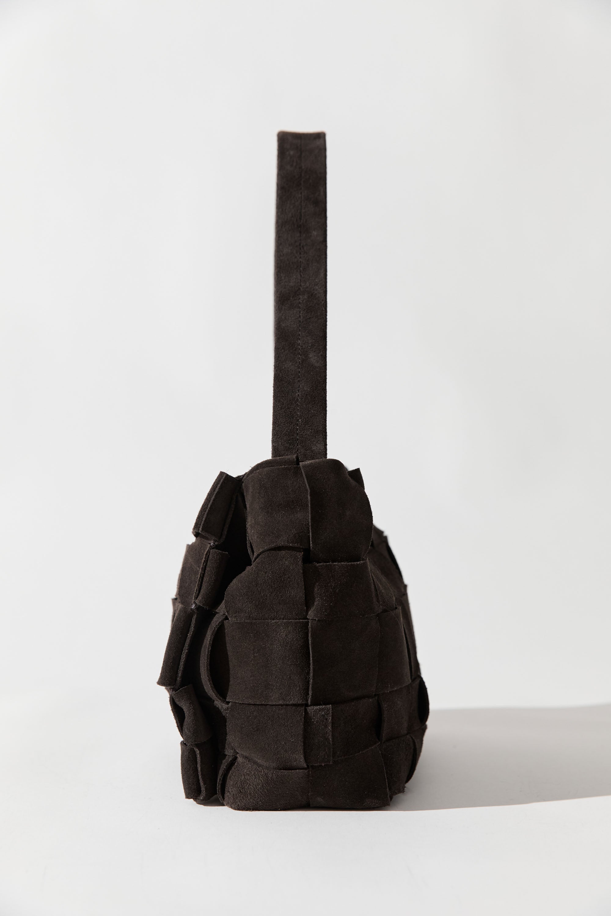 St Agni Suede Woven Envelope Mini Tote Coffee