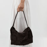 St Agni Suede Woven Envelope Mini Tote Coffee