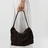 St Agni Suede Woven Envelope Mini Tote Coffee