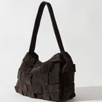 St Agni Suede Woven Envelope Mini Tote Coffee