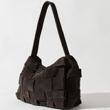 St Agni Suede Woven Envelope Mini Tote Coffee
