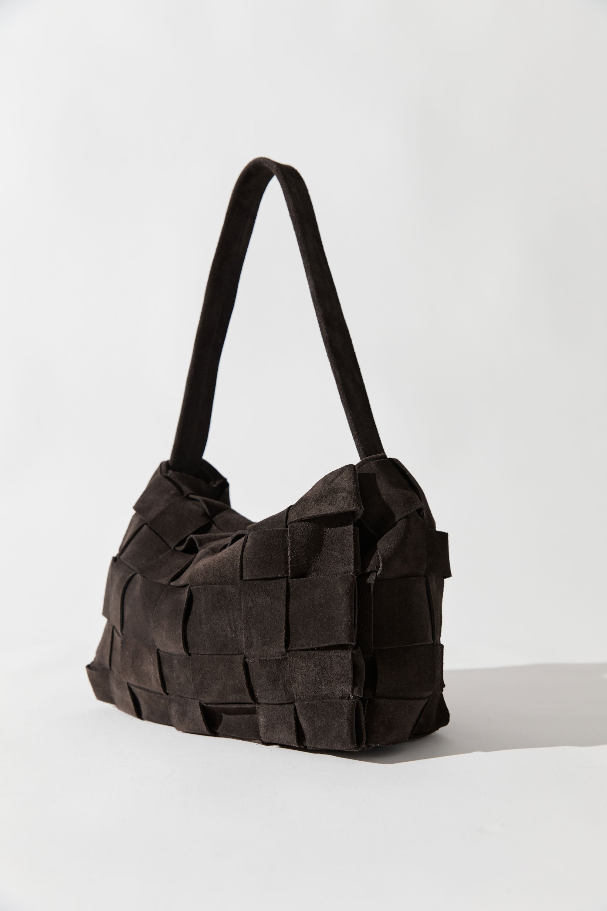 St Agni Suede Woven Envelope Mini Tote Coffee