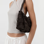 St Agni Suede Woven Envelope Mini Tote Coffee