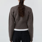 St. Agni Wool Cardigan in Taupe Melange – back view | Peggy Concept Store