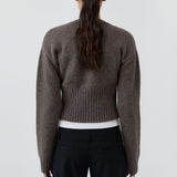 St. Agni Wool Cardigan in Taupe Melange – back view | Peggy Concept Store