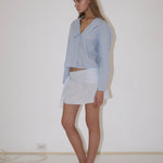 Deiji shirt lake blue stripe side view
