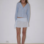 Deiji shirt lake blue stripe front view