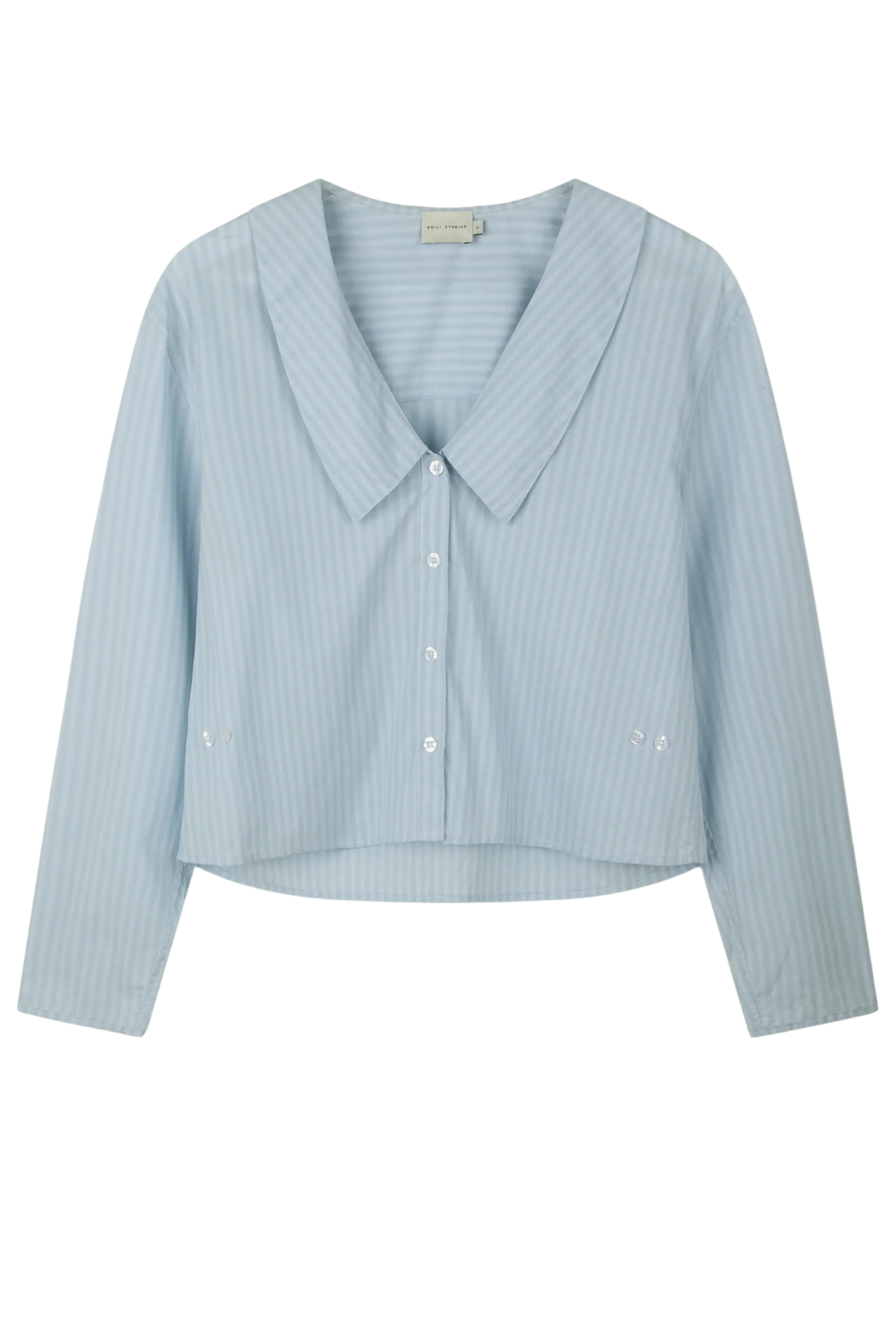 Deiji Studios Waist Button Shirt lake blue stripe women’s cotton shirt