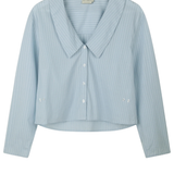 Deiji Studios Waist Button Shirt lake blue stripe women’s cotton shirt