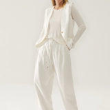 Twill Slouch Pants - White